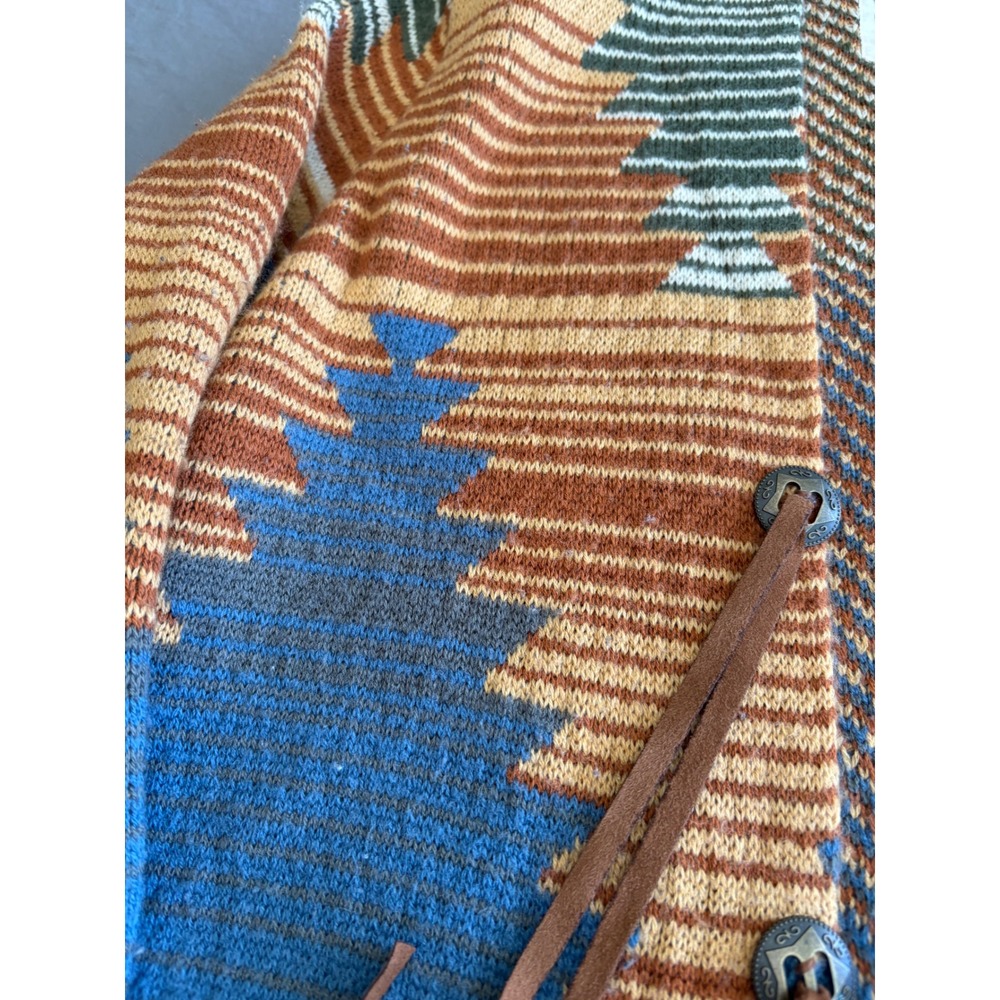 Cotton & Rye Outfitters Southwestern Cardigan Blue Orange Aztec Concho Sweater M - Picture 3 of 7
